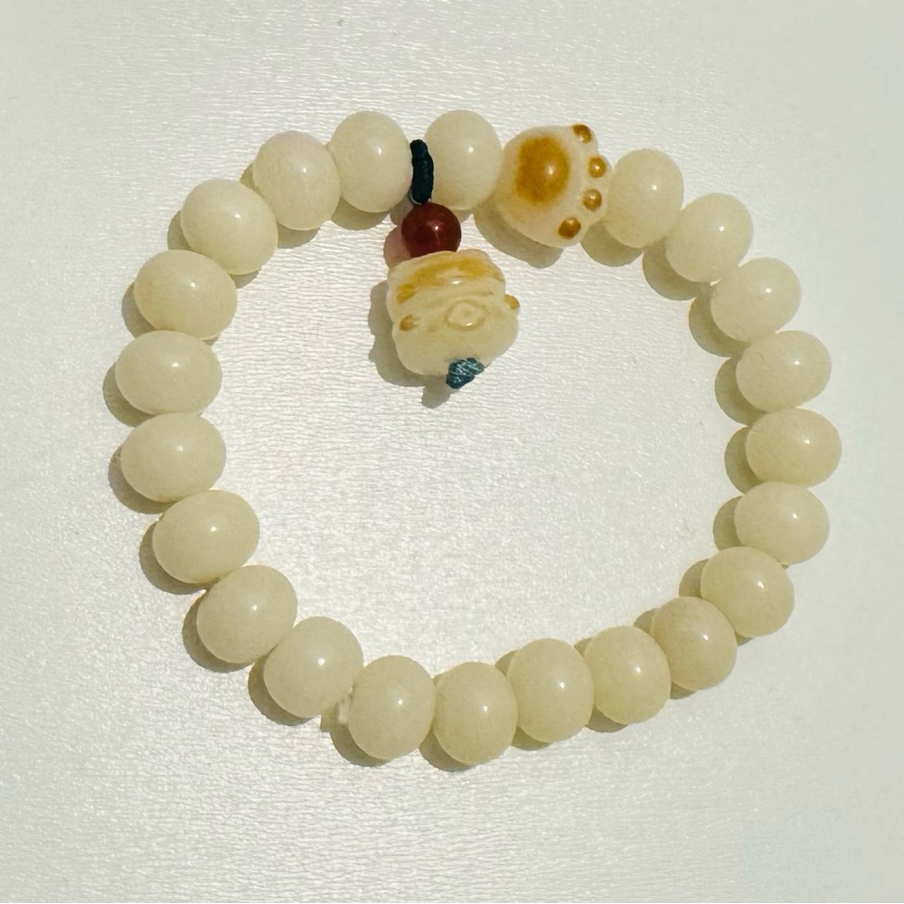 Cream Beaded Bracelet with Charms